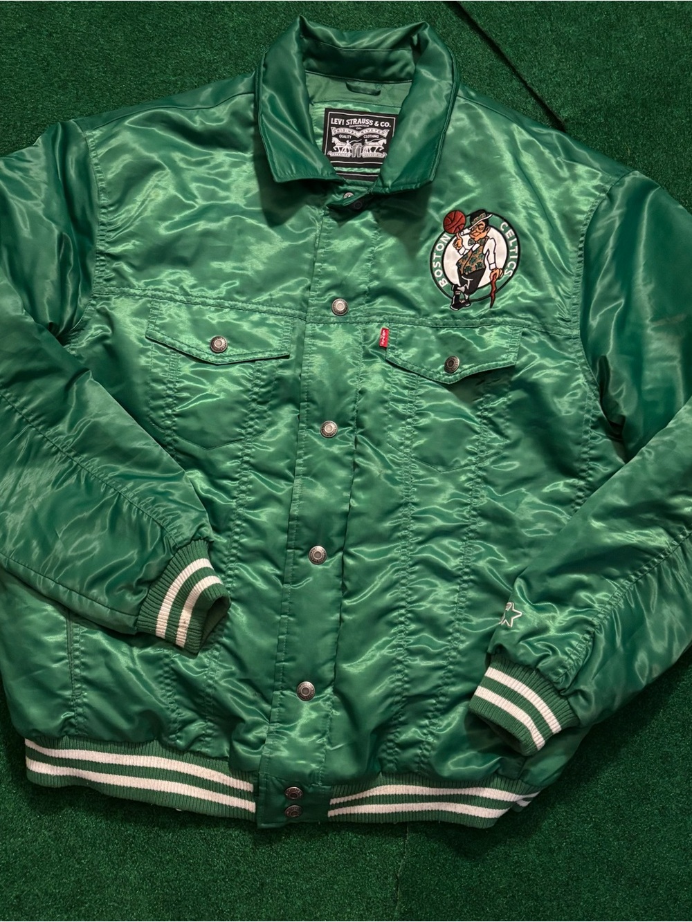 Boston Celtics Bomber Jacket Levi's x Starter Varsity Jacket - Picture 2 of 7